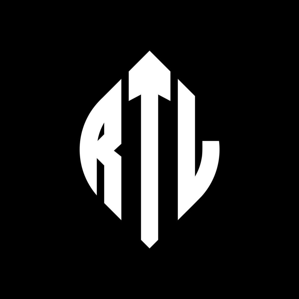 création de logo de lettre de cercle rtl avec forme de cercle et d'ellipse. lettres d'ellipse rtl avec style typographique. les trois initiales forment un logo circulaire. rtl cercle emblème abstrait monogramme lettre marque vecteur. vecteur