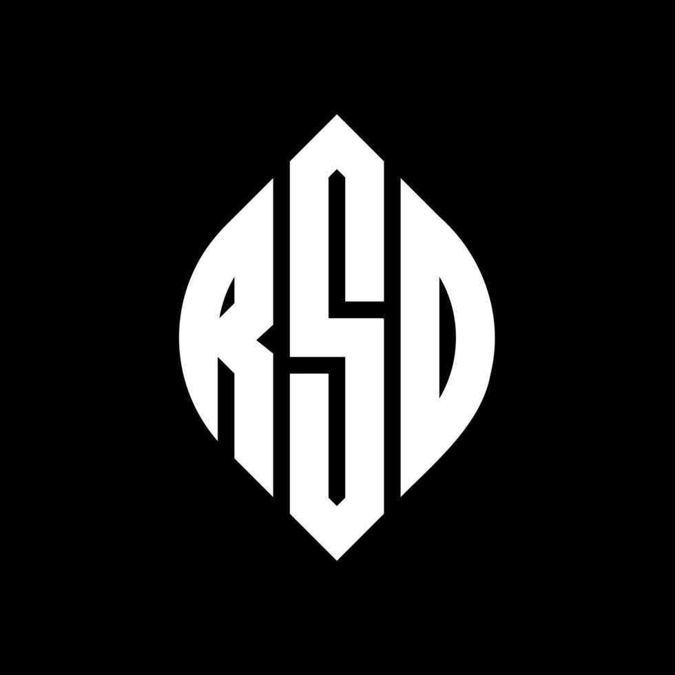 création de logo de lettre de cercle rsd avec forme de cercle et d'ellipse. lettres ellipse rsd avec style typographique. les trois initiales forment un logo circulaire. emblème de cercle rsd vecteur de marque de lettre de monogramme abstrait.