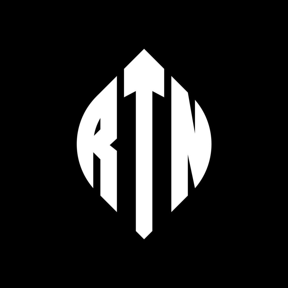 création de logo de lettre de cercle rtn avec forme de cercle et d'ellipse. lettres d'ellipse rtn avec style typographique. les trois initiales forment un logo circulaire. rtn cercle emblème abstrait monogramme lettre marque vecteur. vecteur