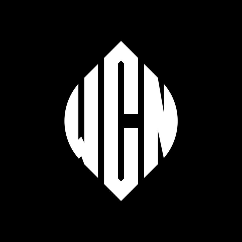 création de logo de lettre de cercle wcn avec forme de cercle et d'ellipse. lettres d'ellipse wcn avec style typographique. les trois initiales forment un logo circulaire. wcn cercle emblème abstrait monogramme lettre marque vecteur. vecteur