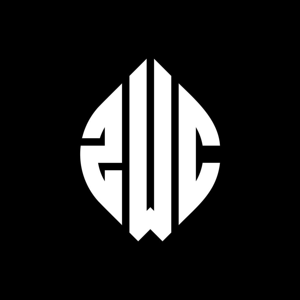 création de logo de lettre de cercle zwc avec forme de cercle et d'ellipse. lettres zwc ellipse avec style typographique. les trois initiales forment un logo circulaire. zwc cercle emblème abstrait monogramme lettre marque vecteur. vecteur