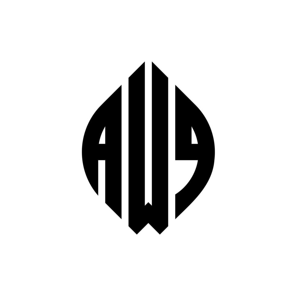 création de logo de lettre de cercle awq avec forme de cercle et d'ellipse. lettres d'ellipse awq avec style typographique. les trois initiales forment un logo circulaire. awq cercle emblème abstrait monogramme lettre marque vecteur. vecteur