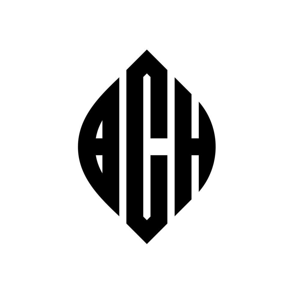 création de logo de lettre de cercle bch avec forme de cercle et d'ellipse. lettres bch ellipse avec style typographique. les trois initiales forment un logo circulaire. bch cercle emblème abstrait monogramme lettre marque vecteur. vecteur