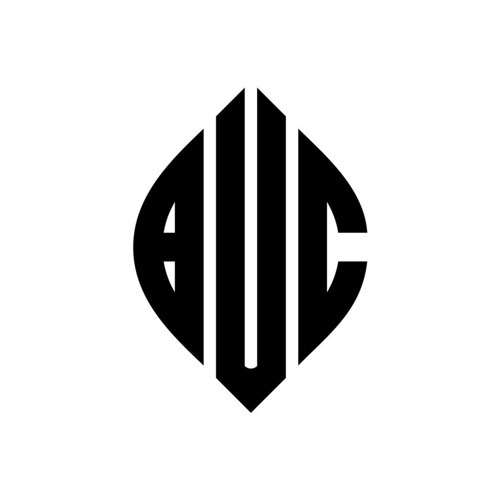 création de logo de lettre de cercle buc avec forme de cercle et d'ellipse. lettres buc ellipse avec style typographique. les trois initiales forment un logo circulaire. buc cercle emblème abstrait monogramme lettre marque vecteur. vecteur