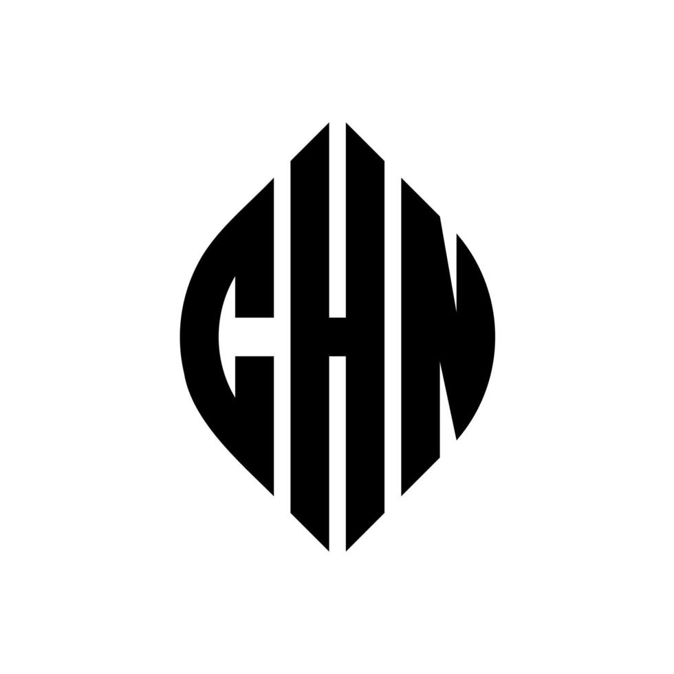 création de logo de lettre de cercle chn avec forme de cercle et d'ellipse. lettres ellipse chn avec style typographique. les trois initiales forment un logo circulaire. chn cercle emblème abstrait monogramme lettre marque vecteur. vecteur