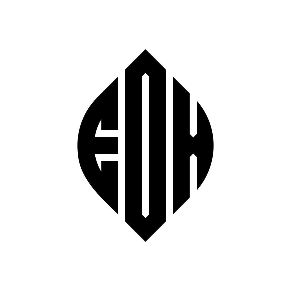 création de logo de lettre de cercle eox avec forme de cercle et d'ellipse. lettres eox ellipse avec style typographique. les trois initiales forment un logo circulaire. eox cercle emblème abstrait monogramme lettre marque vecteur. vecteur