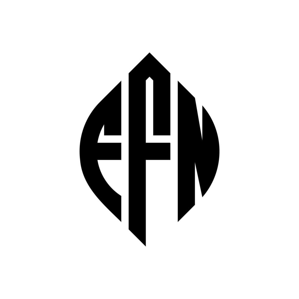 création de logo de lettre de cercle ffn avec forme de cercle et d'ellipse. lettres ffn ellipse avec style typographique. les trois initiales forment un logo circulaire. ffn cercle emblème abstrait monogramme lettre marque vecteur. vecteur