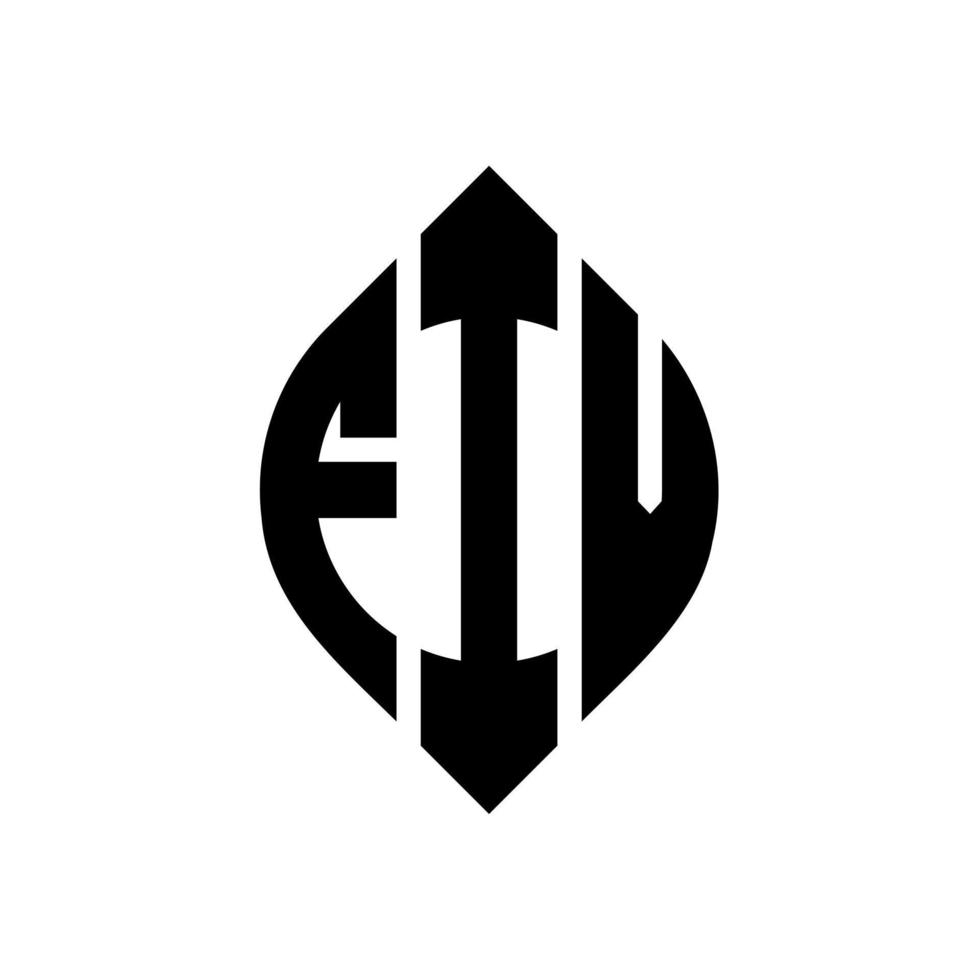création de logo de lettre de cercle fiv avec forme de cercle et d'ellipse. cinq lettres d'ellipse avec un style typographique. les trois initiales forment un logo circulaire. vecteur de marque de lettre de monogramme abstrait d'emblème de cercle de fiv.