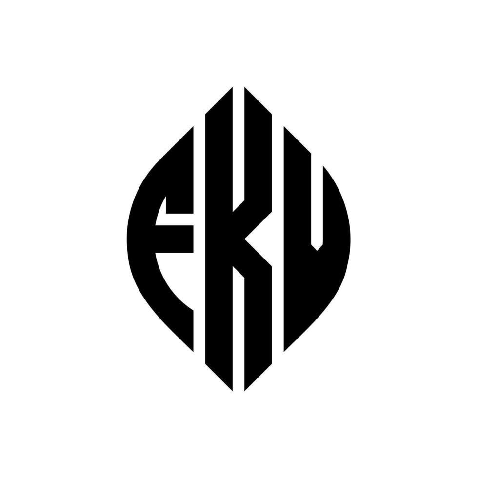 création de logo de lettre de cercle fkv avec forme de cercle et d'ellipse. lettres d'ellipse fkv avec style typographique. les trois initiales forment un logo circulaire. fkv cercle emblème abstrait monogramme lettre marque vecteur. vecteur