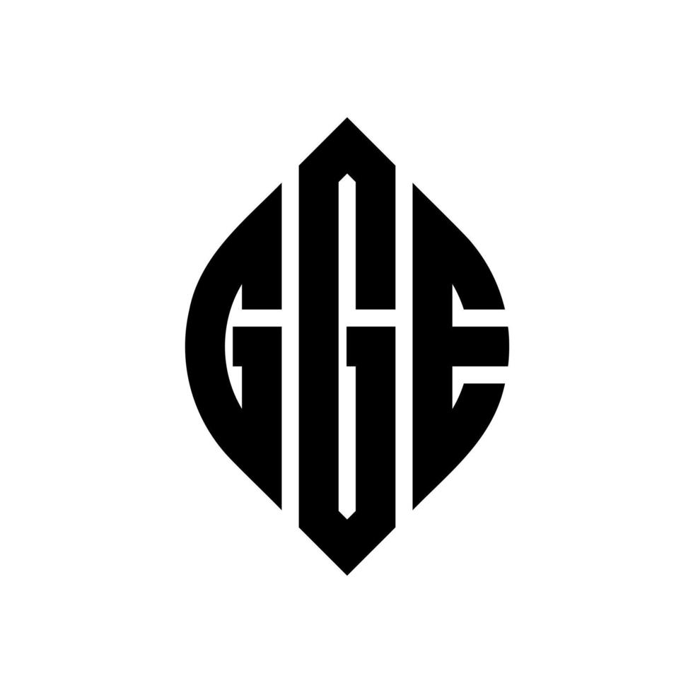 création de logo de lettre de cercle gge avec forme de cercle et d'ellipse. lettres gge ellipse avec style typographique. les trois initiales forment un logo circulaire. gge cercle emblème abstrait monogramme lettre marque vecteur. vecteur