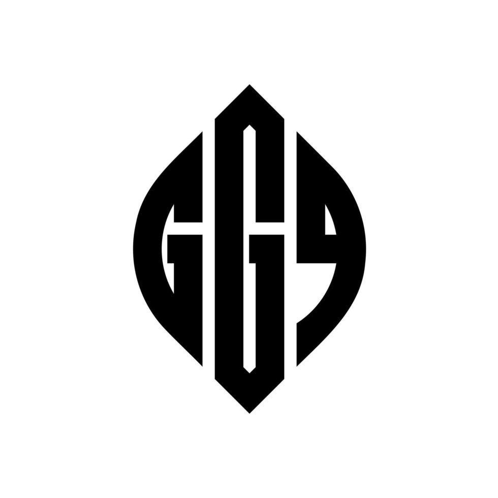 création de logo de lettre de cercle ggq avec forme de cercle et d'ellipse. lettres ggq ellipse avec style typographique. les trois initiales forment un logo circulaire. ggq cercle emblème abstrait monogramme lettre marque vecteur. vecteur