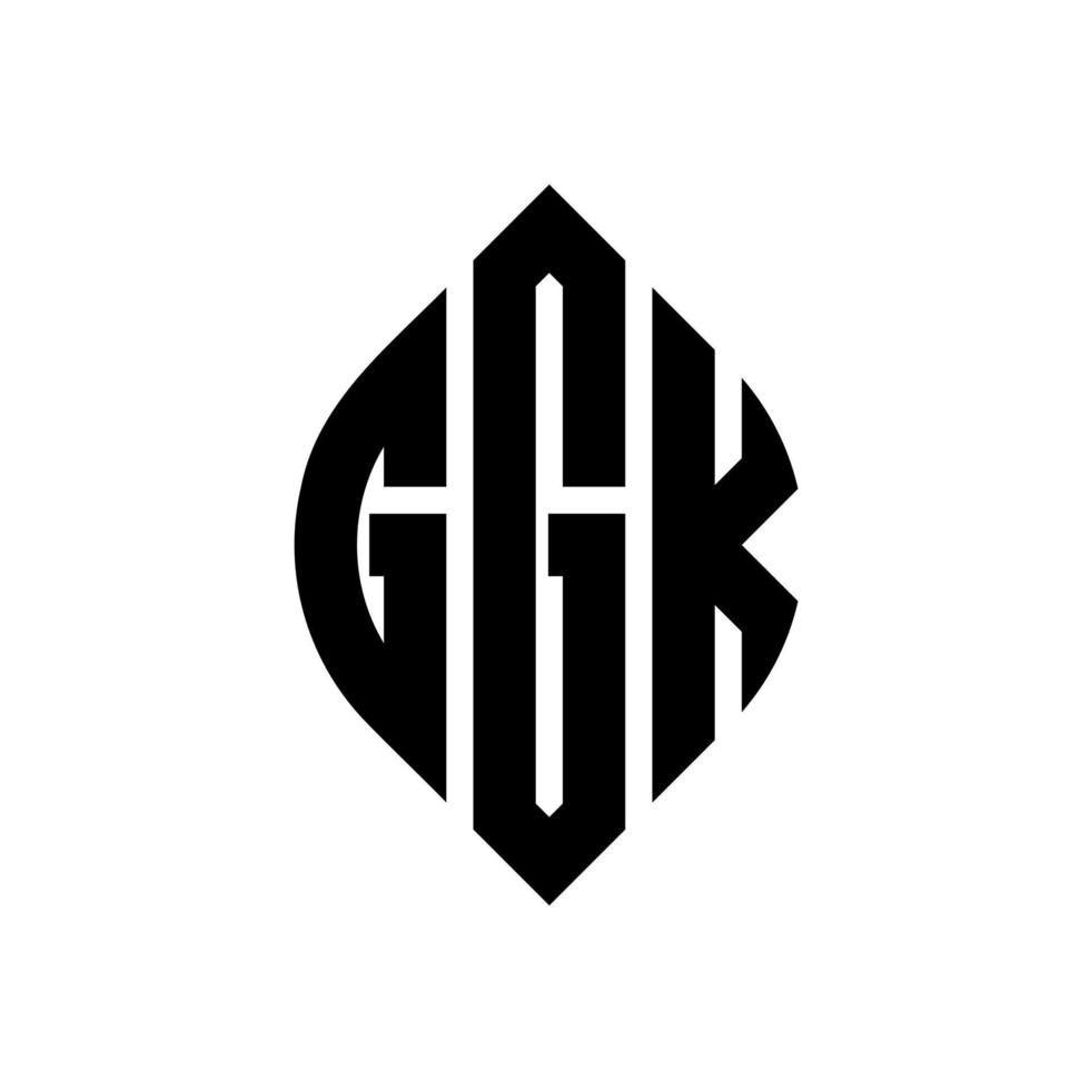 création de logo de lettre de cercle ggk avec forme de cercle et d'ellipse. lettres d'ellipse ggk avec style typographique. les trois initiales forment un logo circulaire. ggk cercle emblème abstrait monogramme lettre marque vecteur. vecteur