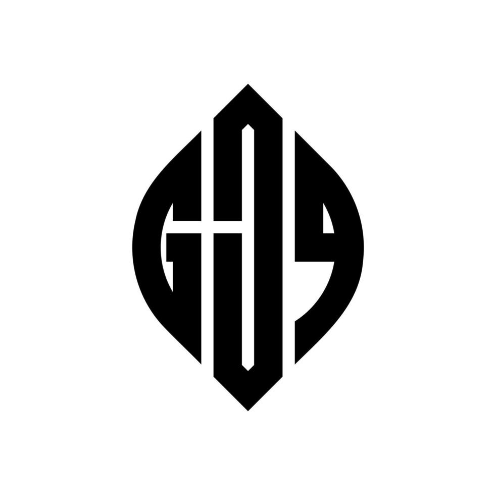 création de logo de lettre de cercle gjq avec forme de cercle et d'ellipse. lettres ellipse gjq avec style typographique. les trois initiales forment un logo circulaire. gjq cercle emblème abstrait monogramme lettre marque vecteur. vecteur