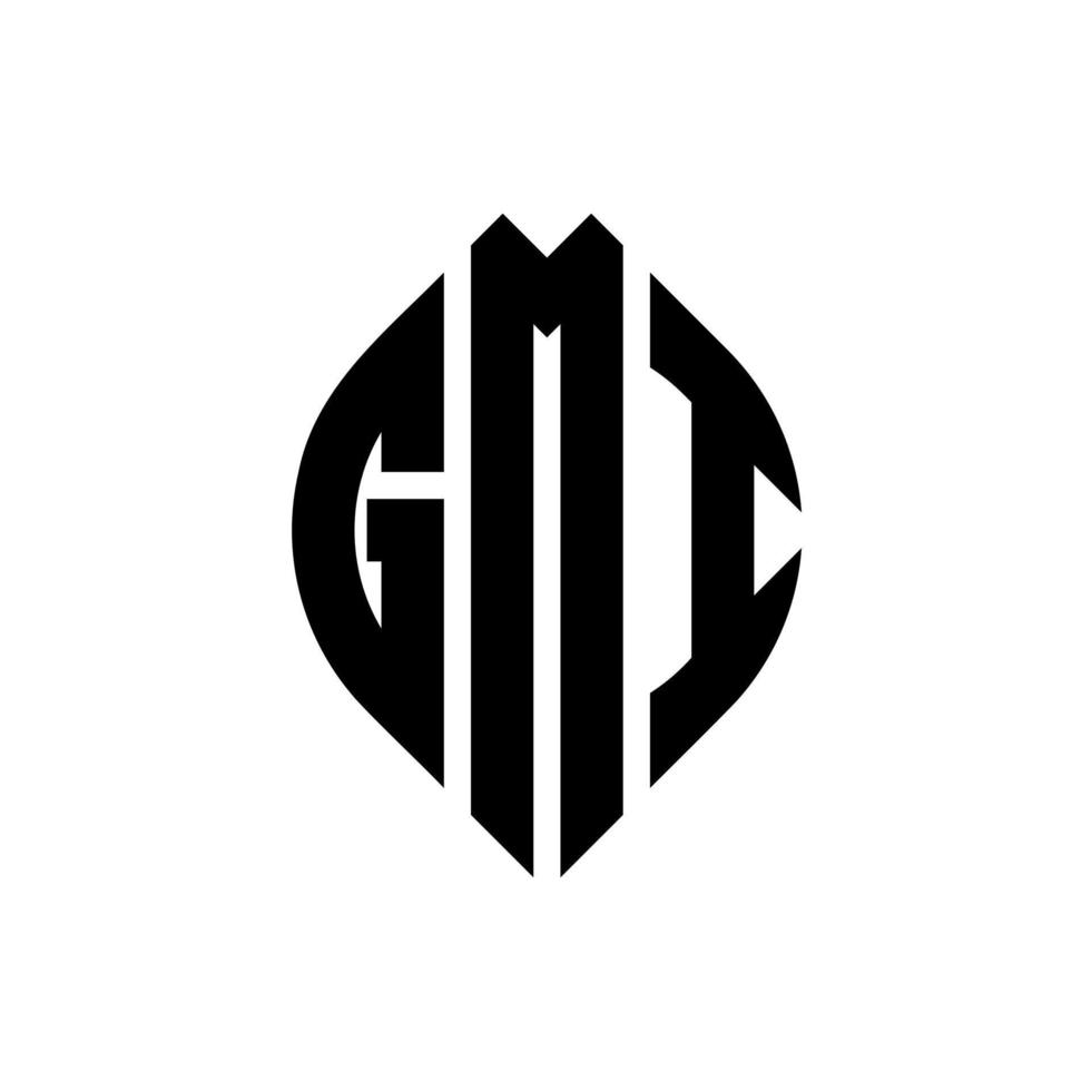 création de logo de lettre de cercle gmi avec forme de cercle et d'ellipse. lettres ellipse gmi avec style typographique. les trois initiales forment un logo circulaire. gmi cercle emblème abstrait monogramme lettre marque vecteur. vecteur