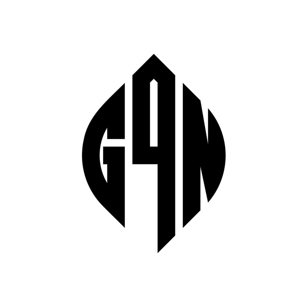 création de logo de lettre de cercle gqn avec forme de cercle et d'ellipse. lettres ellipse gqn avec style typographique. les trois initiales forment un logo circulaire. gqn cercle emblème abstrait monogramme lettre marque vecteur. vecteur