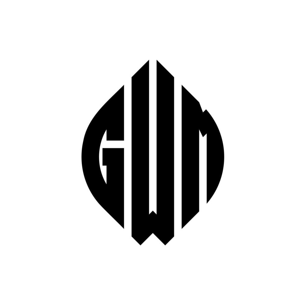 création de logo de lettre de cercle gwm avec forme de cercle et d'ellipse. lettres ellipse gwm avec style typographique. les trois initiales forment un logo circulaire. gwm cercle emblème abstrait monogramme lettre marque vecteur. vecteur