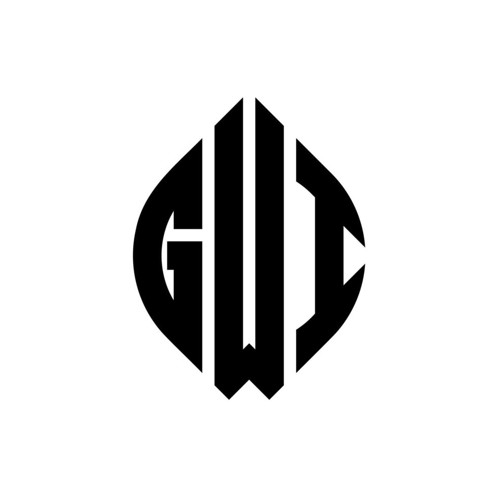 création de logo de lettre de cercle gwi avec forme de cercle et d'ellipse. gwi ellipse lettres avec style typographique. les trois initiales forment un logo circulaire. gwi cercle emblème abstrait monogramme lettre marque vecteur. vecteur