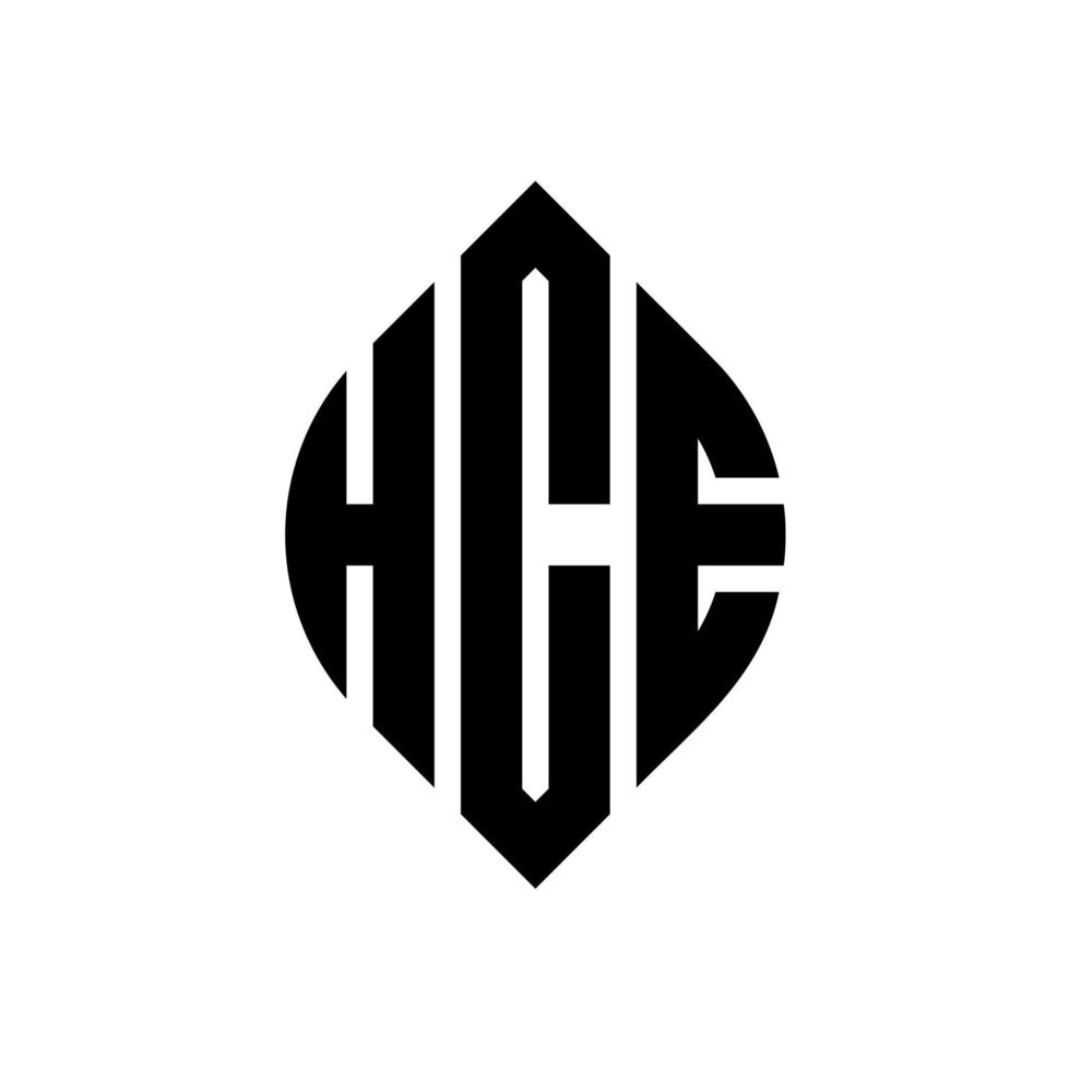 hce création de logo de lettre de cercle avec forme de cercle et d'ellipse. hce lettres ellipse avec style typographique. les trois initiales forment un logo circulaire. hce cercle emblème abstrait monogramme lettre marque vecteur. vecteur