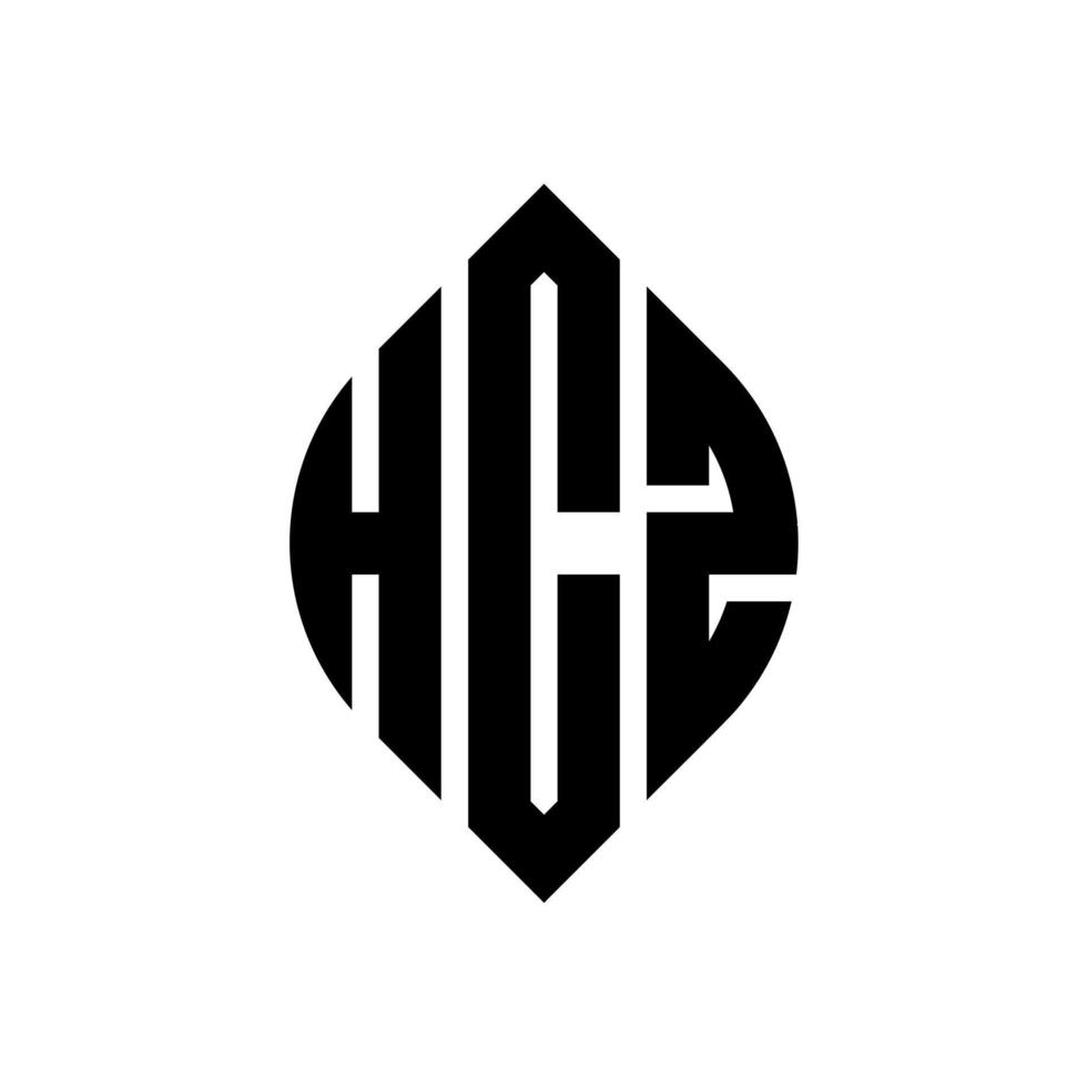 création de logo de lettre de cercle hcz avec forme de cercle et d'ellipse. lettres hcz ellipse avec style typographique. les trois initiales forment un logo circulaire. hcz cercle emblème abstrait monogramme lettre marque vecteur. vecteur