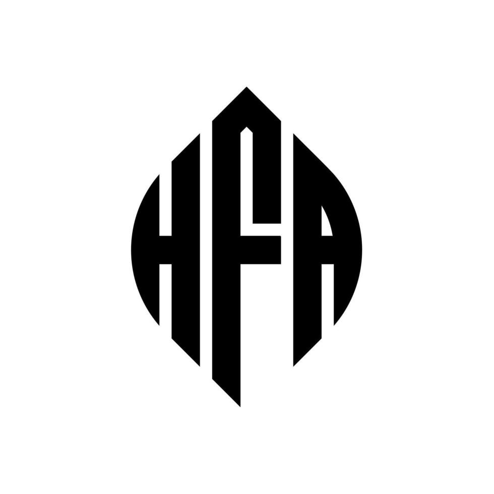 création de logo de lettre de cercle hfa avec forme de cercle et d'ellipse. lettres hfa ellipse avec style typographique. les trois initiales forment un logo circulaire. hfa cercle emblème abstrait monogramme lettre marque vecteur. vecteur