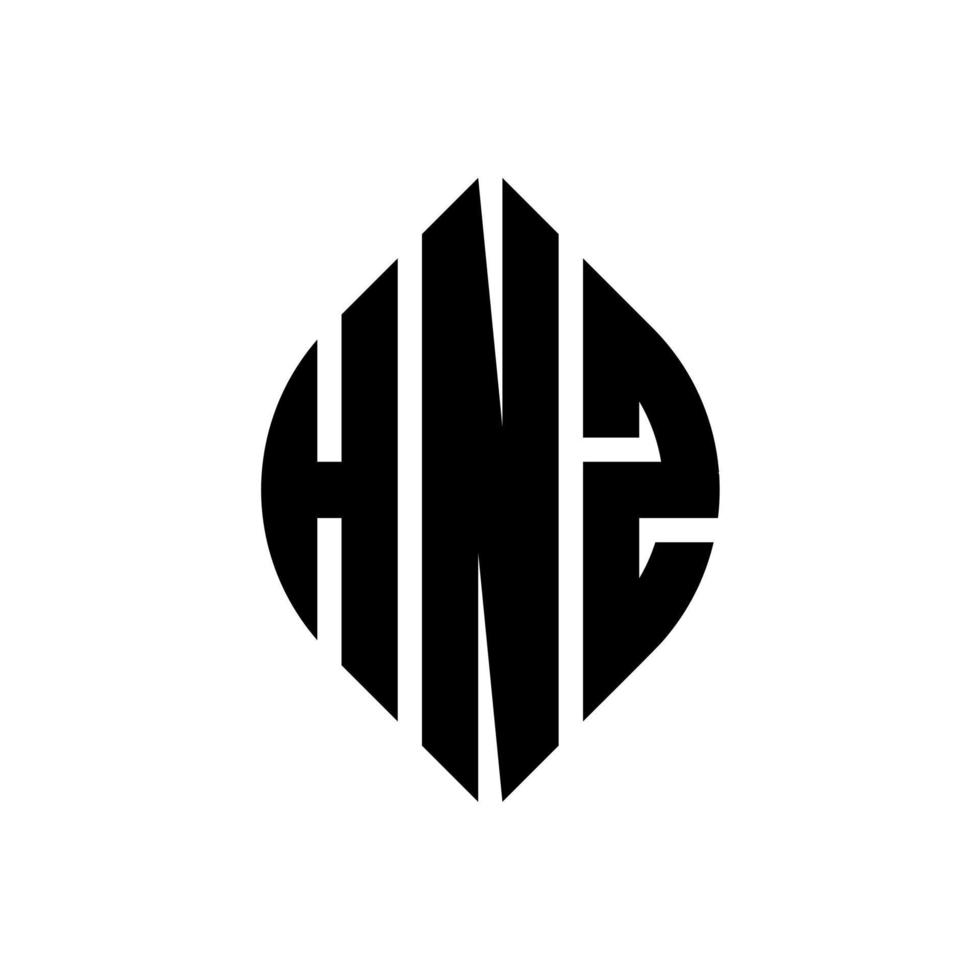 création de logo de lettre de cercle hnz avec forme de cercle et d'ellipse. lettres ellipse hnz avec style typographique. les trois initiales forment un logo circulaire. hnz cercle emblème abstrait monogramme lettre marque vecteur. vecteur