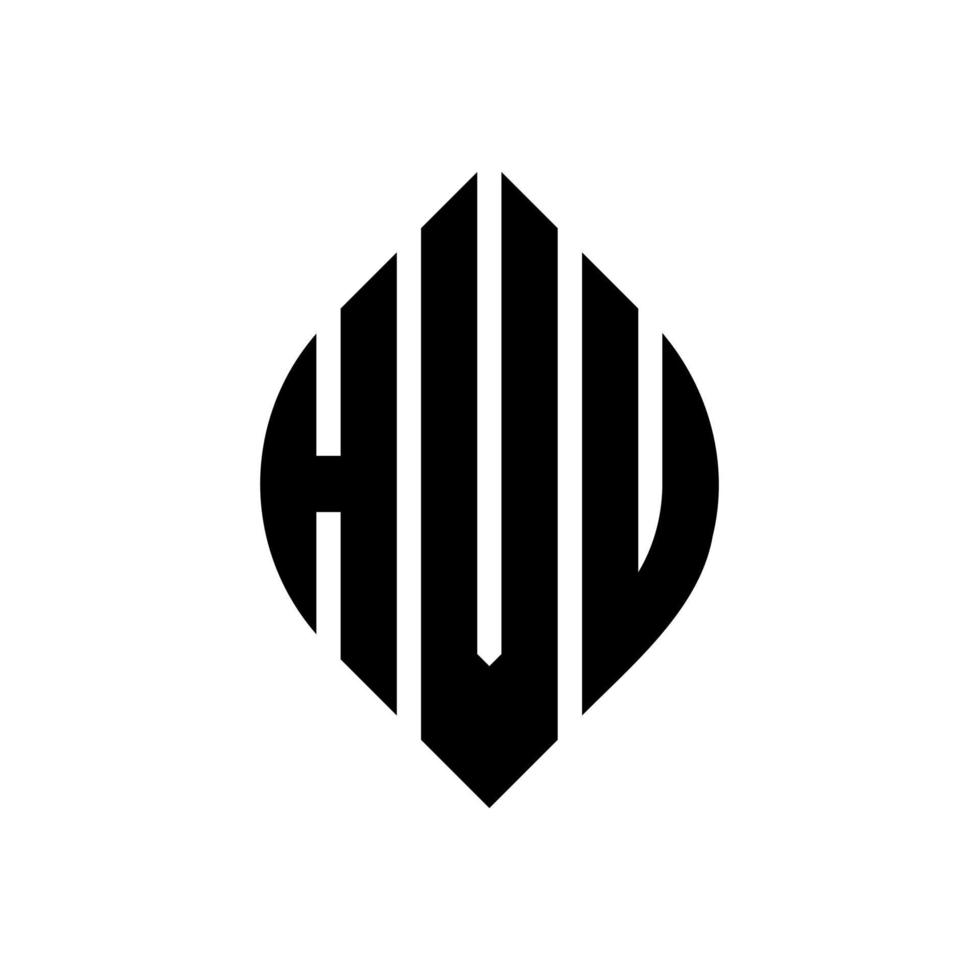 création de logo de lettre hvu cercle avec forme de cercle et d'ellipse. lettres d'ellipse hvu avec style typographique. les trois initiales forment un logo circulaire. hvu cercle emblème abstrait monogramme lettre marque vecteur. vecteur