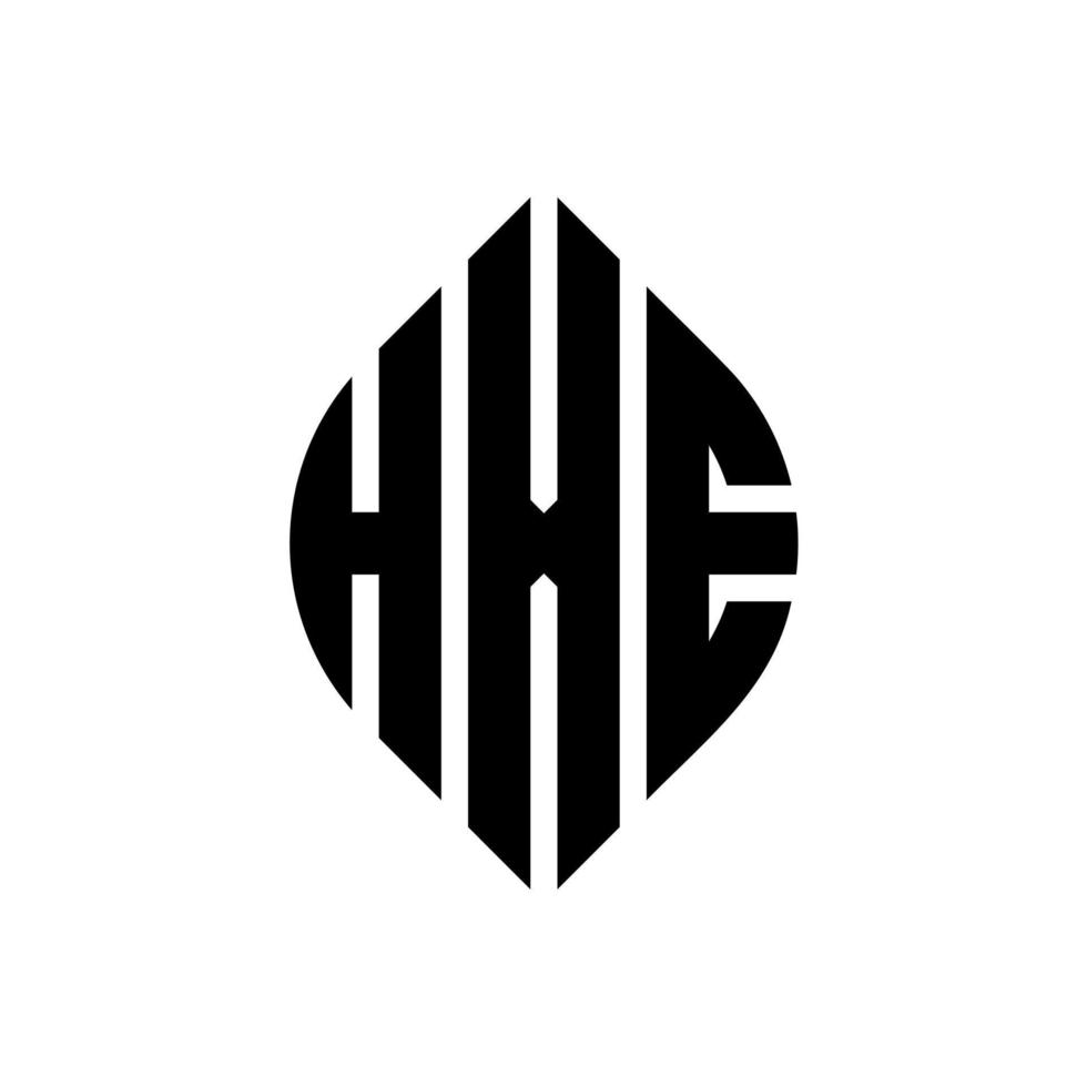 création de logo de lettre de cercle hxe avec forme de cercle et d'ellipse. lettres hxe ellipse avec style typographique. les trois initiales forment un logo circulaire. hxe cercle emblème abstrait monogramme lettre marque vecteur. vecteur