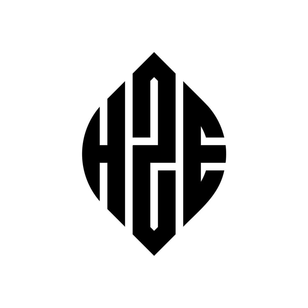 création de logo de lettre hze cercle avec forme de cercle et d'ellipse. hze lettres ellipse avec style typographique. les trois initiales forment un logo circulaire. hze cercle emblème abstrait monogramme lettre marque vecteur. vecteur