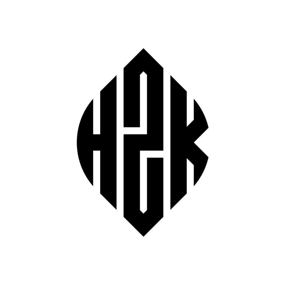 création de logo de lettre de cercle hzk avec forme de cercle et d'ellipse. lettres d'ellipse hzk avec style typographique. les trois initiales forment un logo circulaire. hzk cercle emblème abstrait monogramme lettre marque vecteur. vecteur