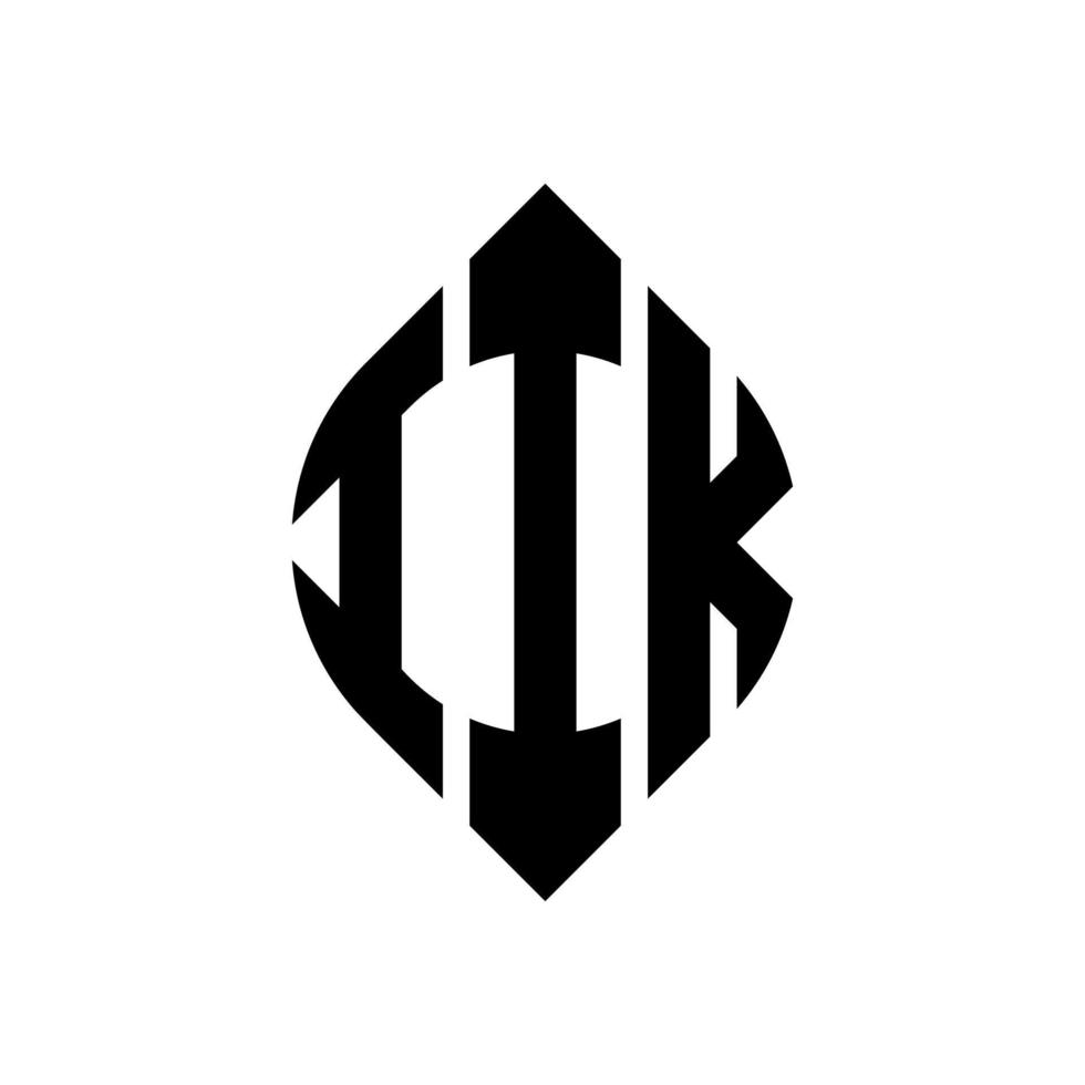 création de logo de lettre de cercle iik avec forme de cercle et d'ellipse. lettres d'ellipse iik avec style typographique. les trois initiales forment un logo circulaire. iik cercle emblème abstrait monogramme lettre marque vecteur. vecteur