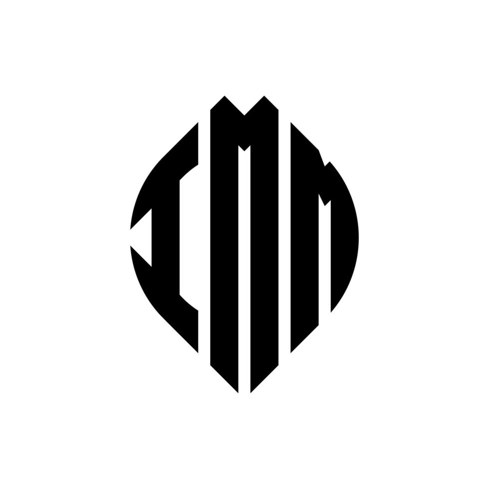 création de logo de lettre de cercle imm avec forme de cercle et d'ellipse. lettres d'ellipse imm avec style typographique. les trois initiales forment un logo circulaire. imm cercle emblème abstrait monogramme lettre marque vecteur. vecteur