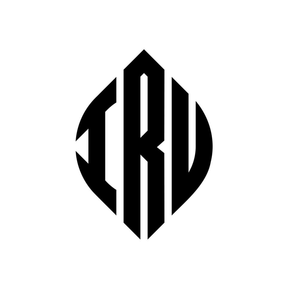 création de logo de lettre de cercle iru avec forme de cercle et d'ellipse. lettres d'ellipse iru avec style typographique. les trois initiales forment un logo circulaire. iru cercle emblème abstrait monogramme lettre marque vecteur. vecteur