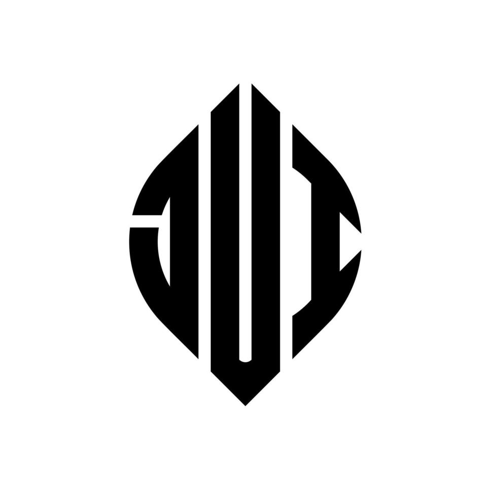 création de logo de lettre de cercle jui avec forme de cercle et d'ellipse. lettres ellipse jui avec style typographique. les trois initiales forment un logo circulaire. jui cercle emblème abstrait monogramme lettre marque vecteur. vecteur