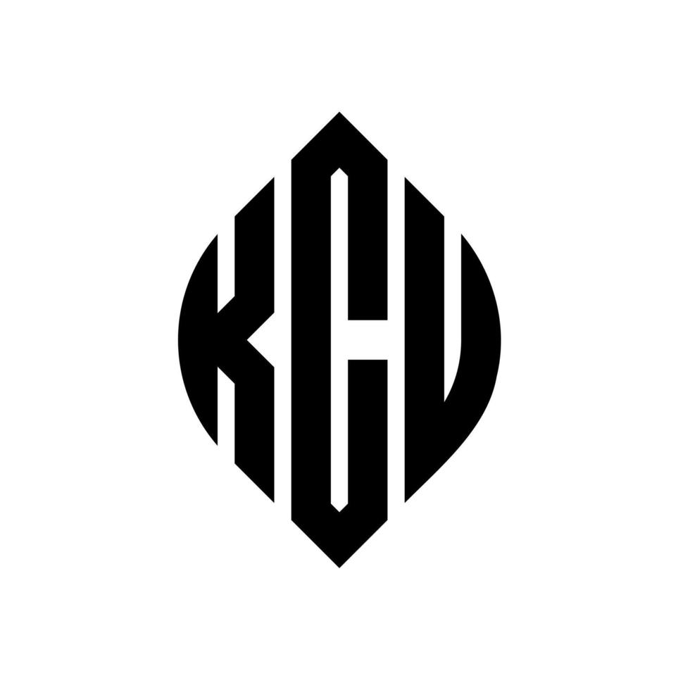 création de logo de lettre de cercle kcu avec forme de cercle et d'ellipse. lettres d'ellipse kcu avec style typographique. les trois initiales forment un logo circulaire. kcu cercle emblème abstrait monogramme lettre marque vecteur. vecteur