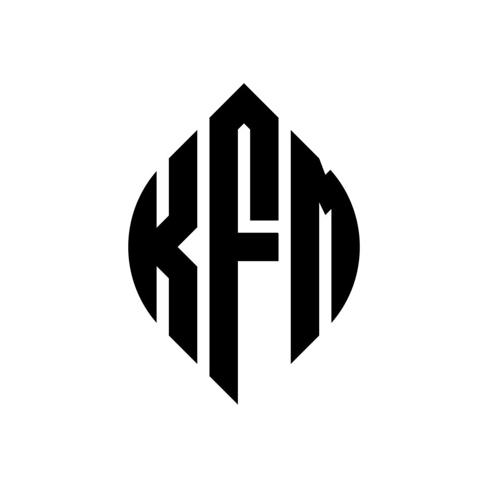 création de logo de lettre de cercle kfm avec forme de cercle et d'ellipse. lettres ellipse kfm avec style typographique. les trois initiales forment un logo circulaire. kfm cercle emblème abstrait monogramme lettre marque vecteur. vecteur