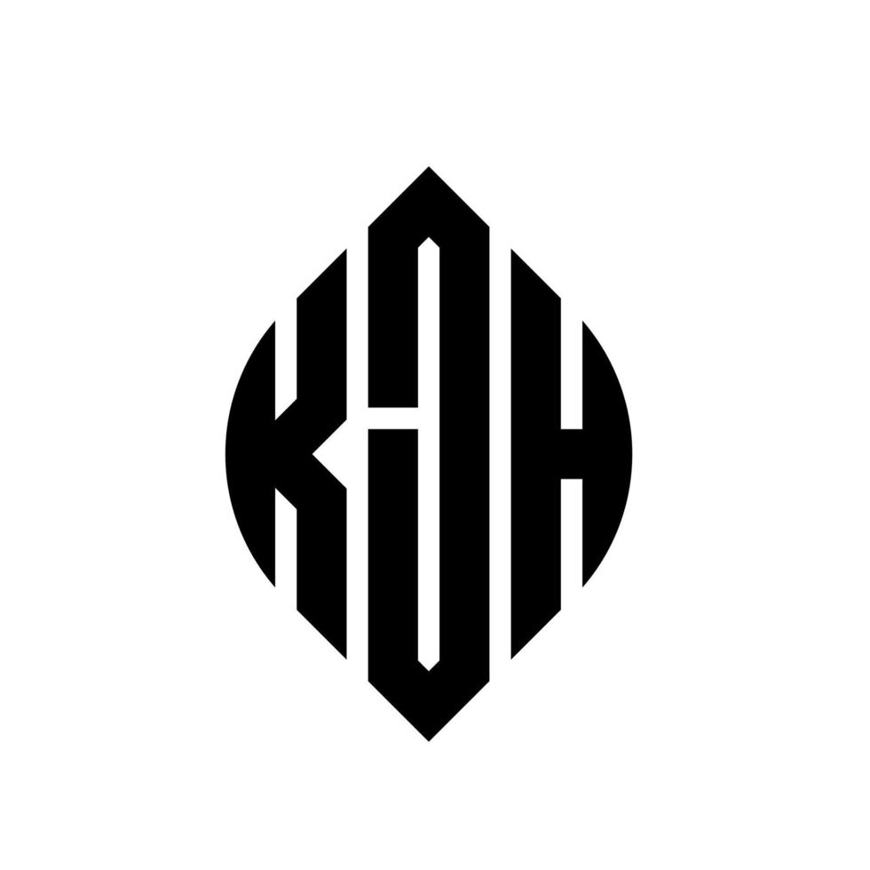 création de logo de lettre de cercle kjh avec forme de cercle et d'ellipse. lettres d'ellipse kjh avec style typographique. les trois initiales forment un logo circulaire. kjh cercle emblème abstrait monogramme lettre marque vecteur. vecteur