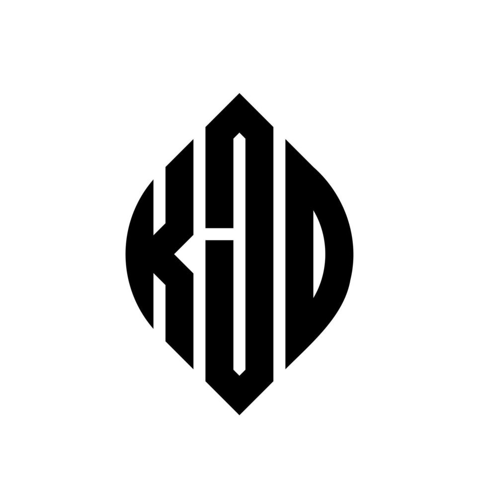 création de logo de lettre de cercle kjd avec forme de cercle et d'ellipse. lettres kjd ellipse avec style typographique. les trois initiales forment un logo circulaire. kjd cercle emblème abstrait monogramme lettre marque vecteur. vecteur