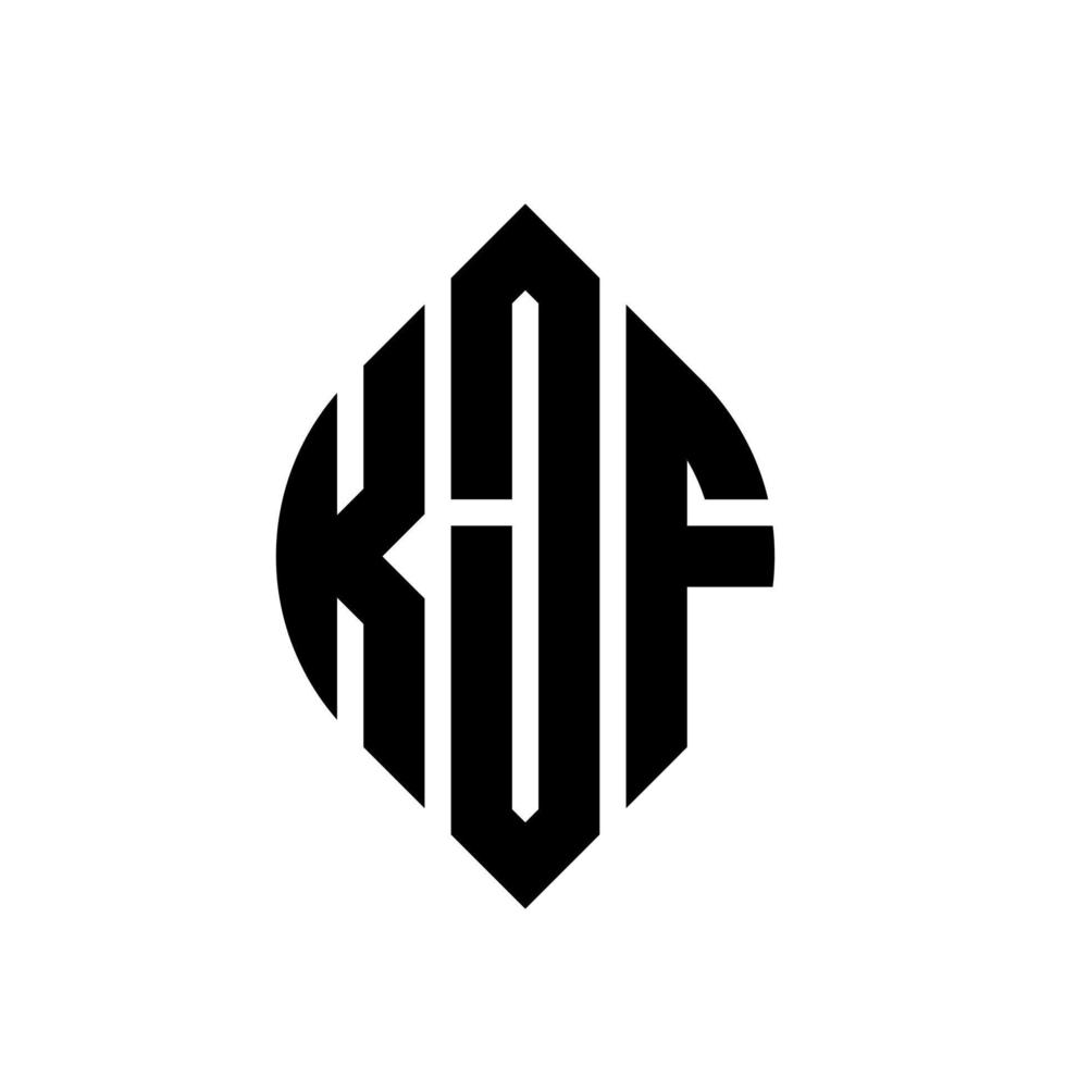 création de logo de lettre de cercle kjf avec forme de cercle et d'ellipse. lettres d'ellipse kjf avec style typographique. les trois initiales forment un logo circulaire. kjf cercle emblème abstrait monogramme lettre marque vecteur. vecteur