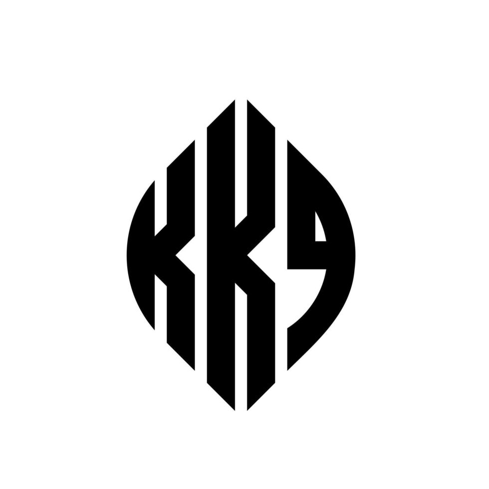 création de logo de lettre de cercle kkq avec forme de cercle et d'ellipse. Lettres d'ellipse kkq avec style typographique. les trois initiales forment un logo circulaire. kkq cercle emblème abstrait monogramme lettre marque vecteur. vecteur