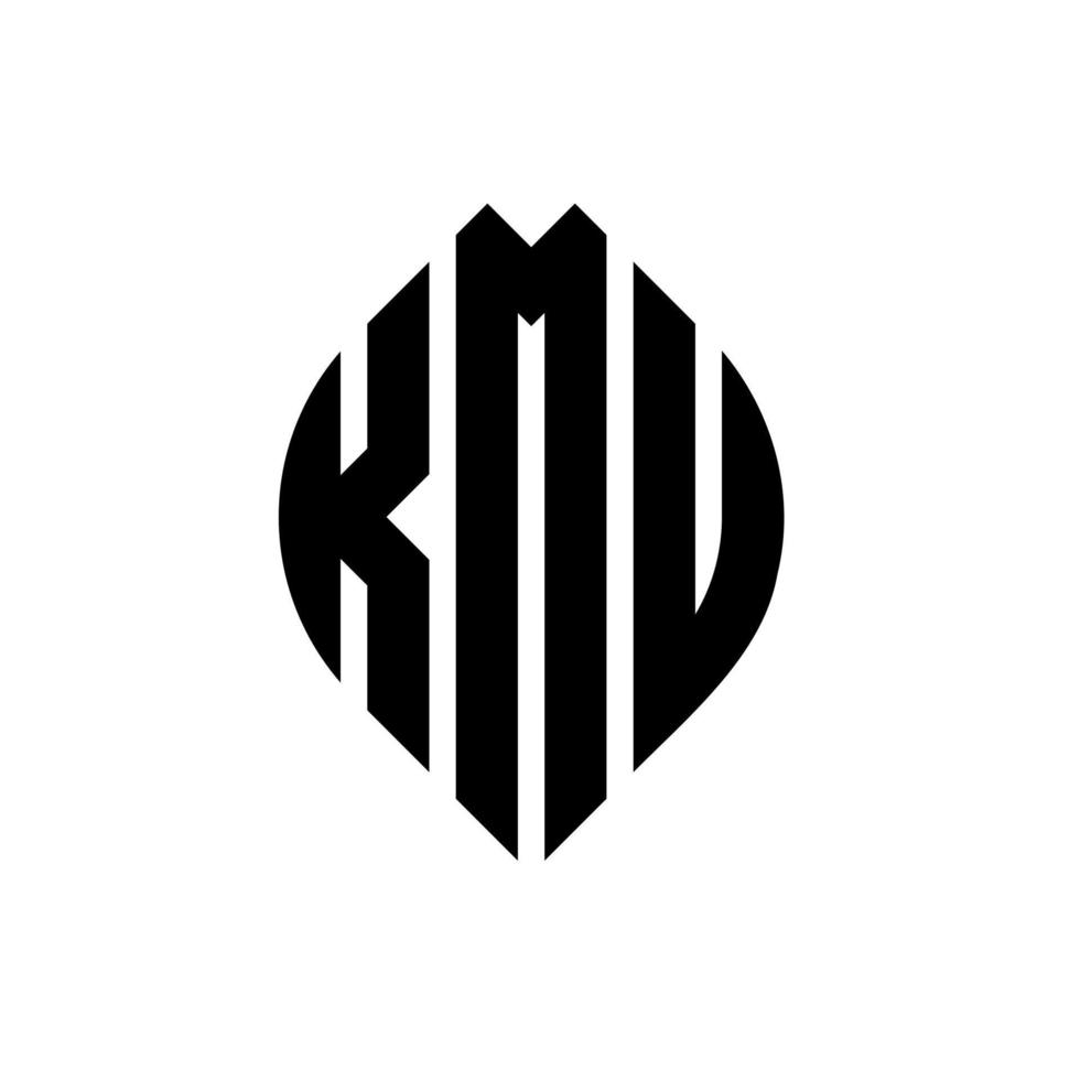 création de logo de lettre de cercle kmu avec forme de cercle et d'ellipse. lettres d'ellipse kmu avec style typographique. les trois initiales forment un logo circulaire. kmu cercle emblème abstrait monogramme lettre marque vecteur. vecteur