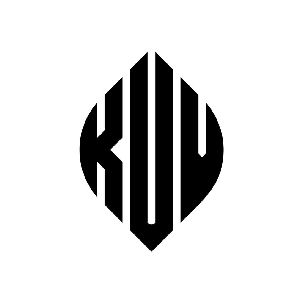 création de logo de lettre de cercle kuv avec forme de cercle et d'ellipse. lettres d'ellipse kuv avec style typographique. les trois initiales forment un logo circulaire. kuv cercle emblème abstrait monogramme lettre marque vecteur. vecteur