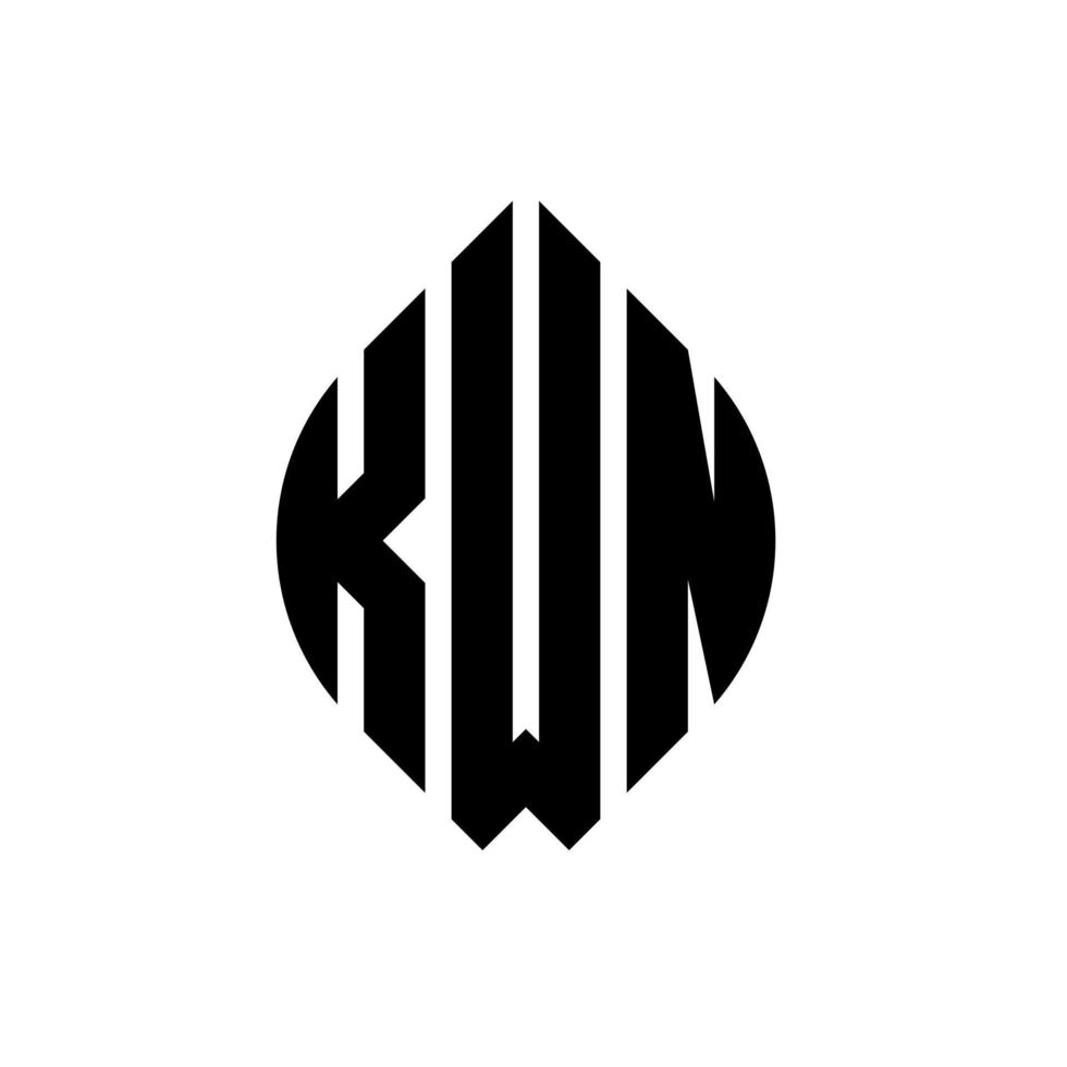 création de logo de lettre de cercle kwn avec forme de cercle et d'ellipse. lettres d'ellipse connues avec un style typographique. les trois initiales forment un logo circulaire. kwn cercle emblème abstrait monogramme lettre marque vecteur. vecteur