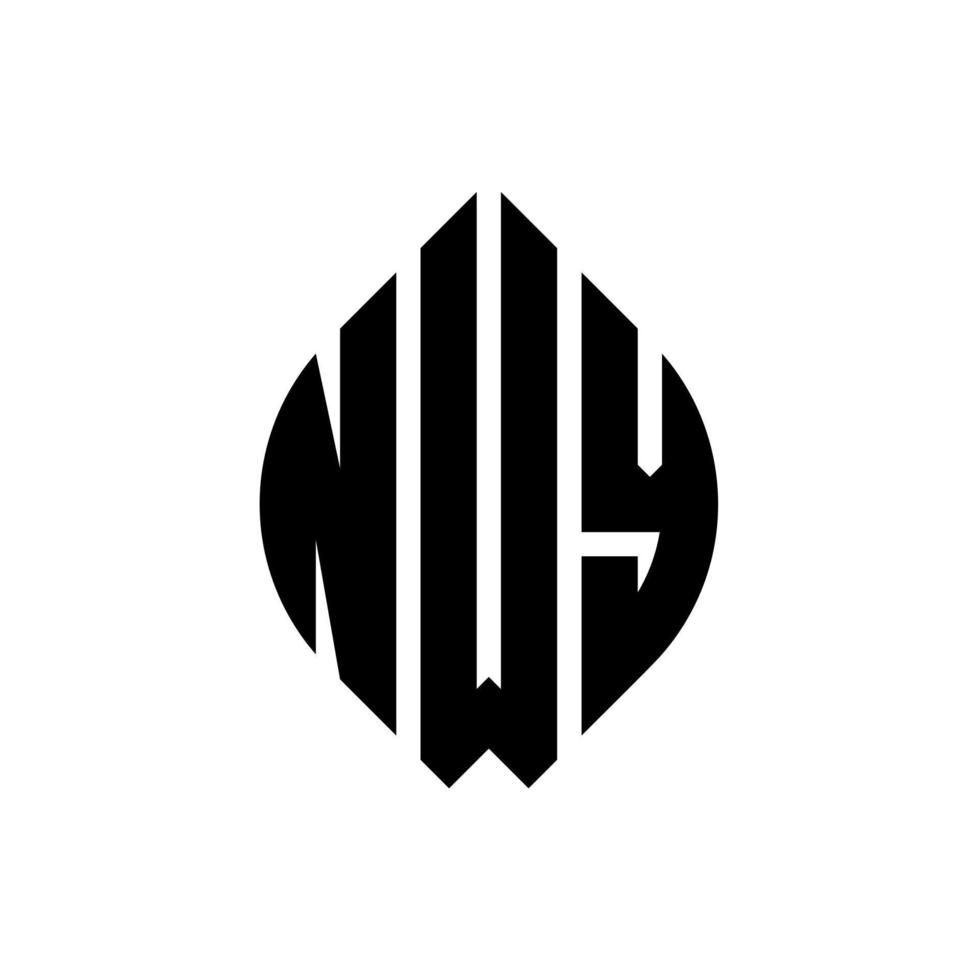 création de logo de lettre de cercle nwy avec forme de cercle et d'ellipse. nwy ellipse lettres avec style typographique. les trois initiales forment un logo circulaire. nwy cercle emblème abstrait monogramme lettre marque vecteur. vecteur