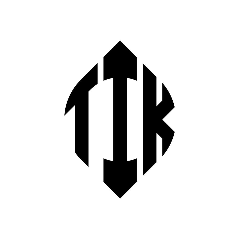 création de logo de lettre de cercle tik avec forme de cercle et d'ellipse. lettres tik ellipse avec style typographique. les trois initiales forment un logo circulaire. tik cercle emblème abstrait monogramme lettre marque vecteur. vecteur