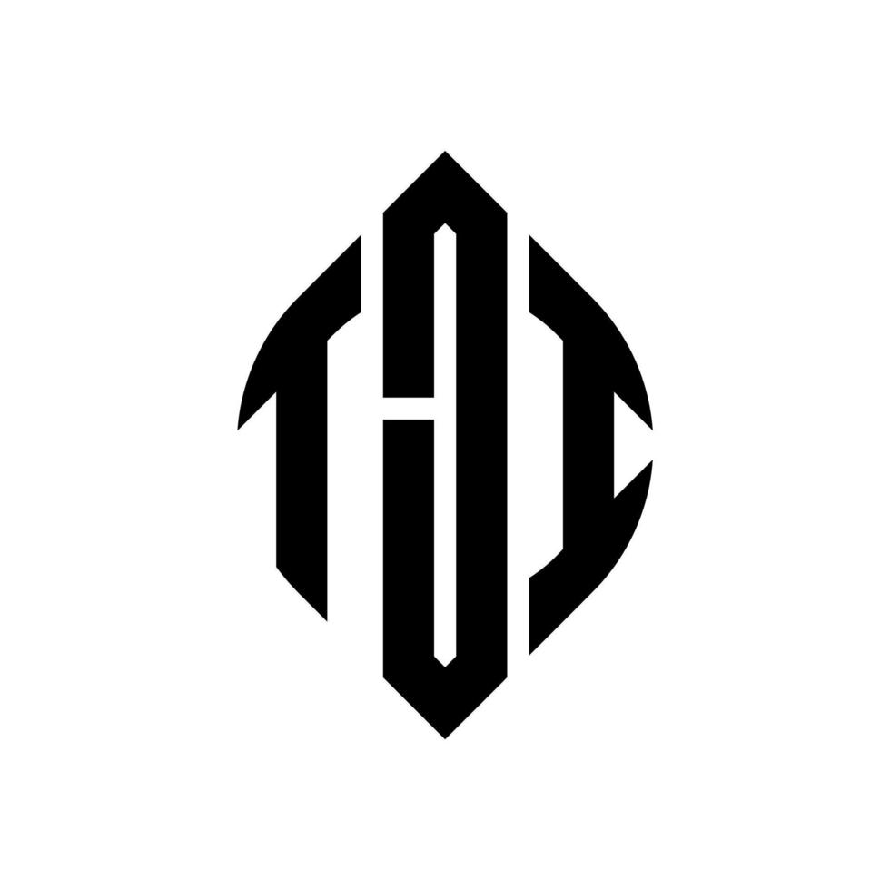 création de logo de lettre de cercle tji avec forme de cercle et d'ellipse. lettres tji ellipse avec style typographique. les trois initiales forment un logo circulaire. tji cercle emblème abstrait monogramme lettre marque vecteur. vecteur