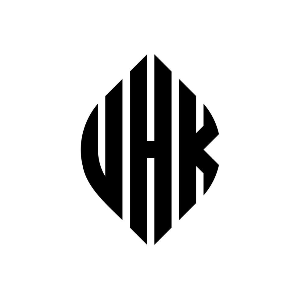 création de logo de lettre de cercle uhk avec forme de cercle et d'ellipse. lettres d'ellipse uhk avec style typographique. les trois initiales forment un logo circulaire. uhk cercle emblème abstrait monogramme lettre marque vecteur. vecteur