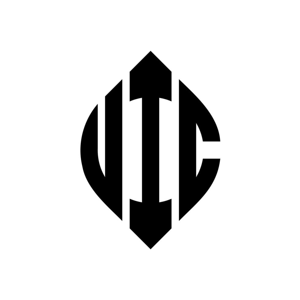 création de logo de lettre de cercle uic avec forme de cercle et d'ellipse. lettres d'ellipse uic avec style typographique. les trois initiales forment un logo circulaire. emblème de cercle uic vecteur de marque de lettre de monogramme abstrait.