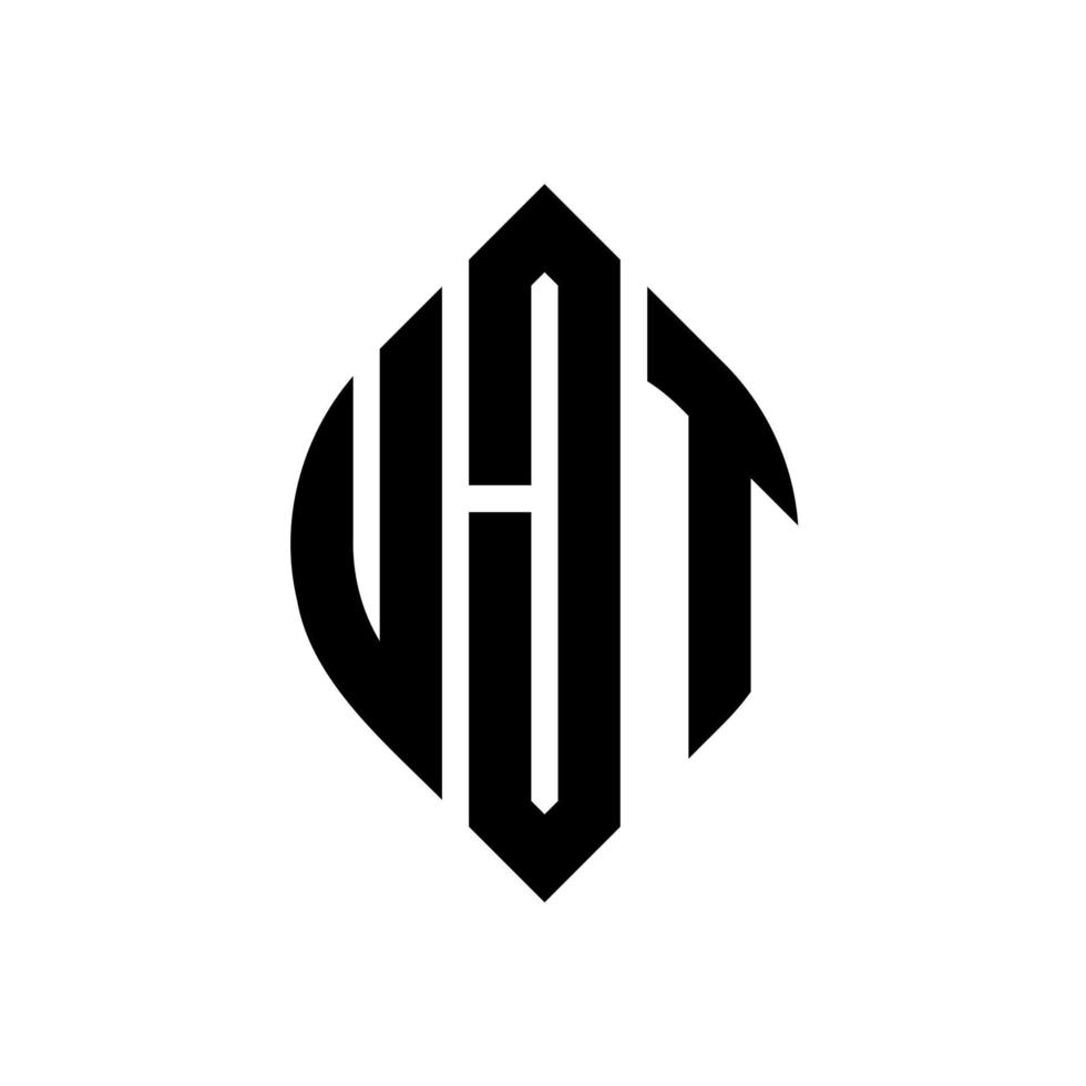 création de logo de lettre de cercle ujt avec forme de cercle et d'ellipse. lettres ellipse ujt avec style typographique. les trois initiales forment un logo circulaire. ujt cercle emblème abstrait monogramme lettre marque vecteur. vecteur