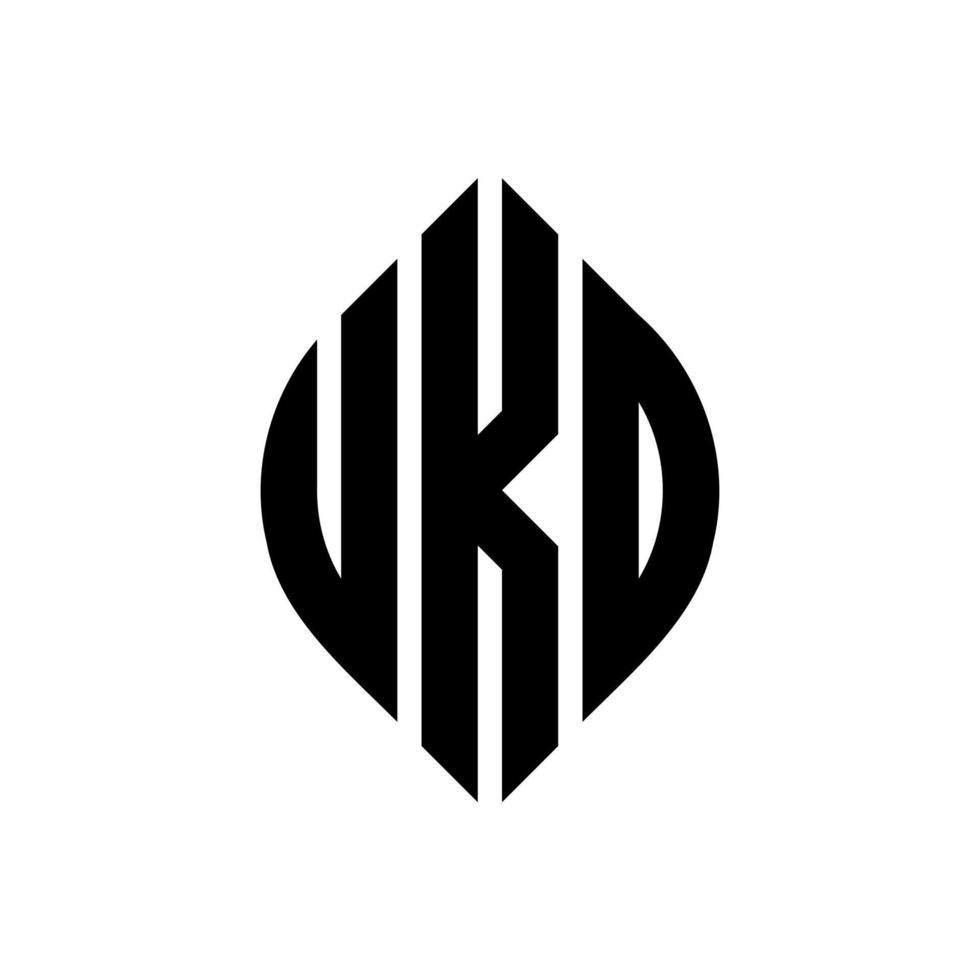 création de logo de lettre de cercle uko avec forme de cercle et d'ellipse. lettres uko ellipse avec style typographique. les trois initiales forment un logo circulaire. uko cercle emblème abstrait monogramme lettre marque vecteur. vecteur