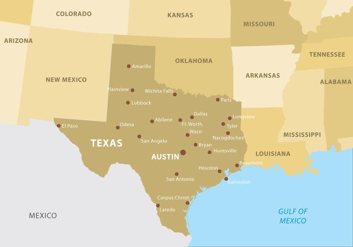 Carte du Texas vecteur